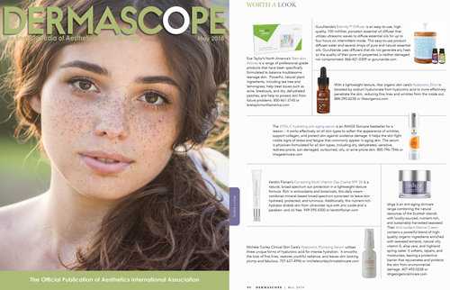 Michele Corley In Dermascope May 2018 Edition Magazine Cover & Article Page