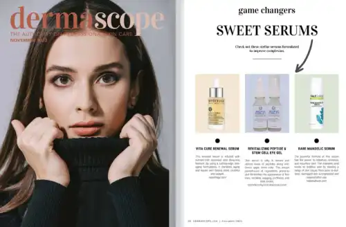 Michele Corley In Dermascope November 2023 Edition Magazine Cover & Article Page